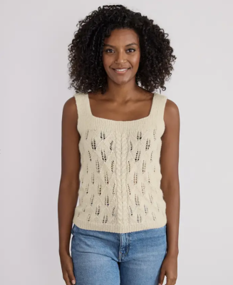 Dámske tielko so širokými ramienkami z jemnej priadze Phil IRISÉ, farba Nacre - maslová.