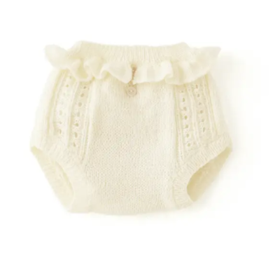 Pletené plienkové nohavice z detskej priadze Phil SUPER BABY, farba Craie - maslová.