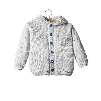 Detský športový bluzón s kapucňou z priadze Pingo Tweed. farba Acidule