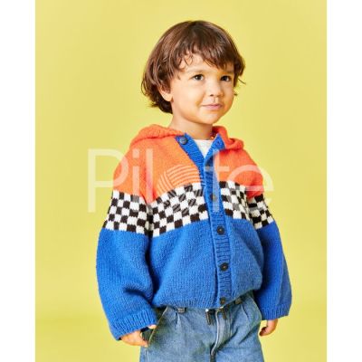 Chlapčenská bunda Formula modro oranžová-návod na pletenie