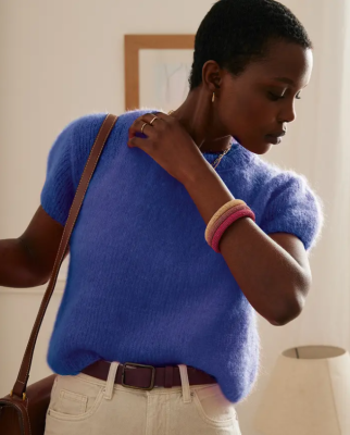 Mohérový pulóver s krátkym rukávom z pridaze Phil CHIC, farba Bleuberry