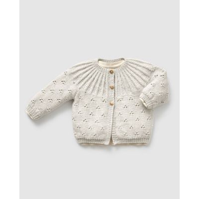 Detský svetrík s ažúrovým vzorom z jemnej jahňacej priadze Phil LAMBSWOOL.