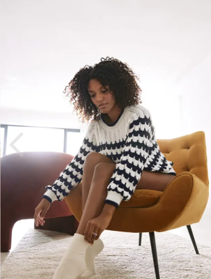 Bielo-čierny dámsky pulóver s raglánovými rukávmi z veľmi jemnej priadze Phil CARESSE.