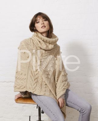 Dámske pončo z plastickým vzorom z vlny Phil Nuag.