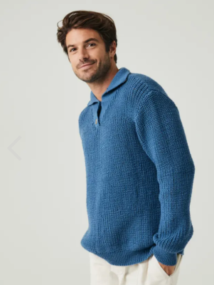 Pánsky pulóver s polo-košeľovým límcom z mäkkej priadze Phil PARTNER 3,5 , farba NAVY