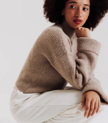 Dámsky mohérový pulóver z priadze Pingo MODOUX, farba Taupe - béžová.