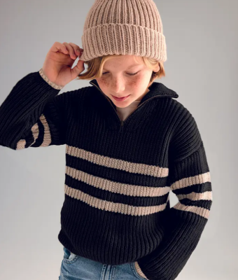 Pletená detská čiapka z priadze Phil Partner 3,5, farba Beige Rosé.