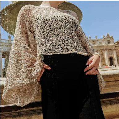 Letný pulóver so širokými rukávmi z priadze Phil SPLENDOR, farba Beige.