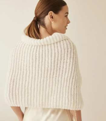 Elegantná pletená štóla z jemnej merino priadze Phil Nuage, farba Flocon - maslová.