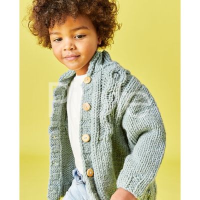Detský kardigan s plaatickým vzorom, farba Celadon