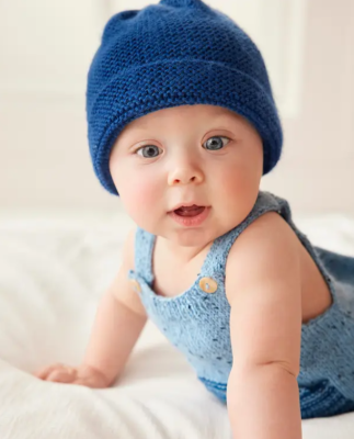 Pletená čiapka, farba Navy. Časopis Phildar 223.