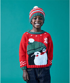 Detský vianočný pulóver a čiapka z priadze Pingo First