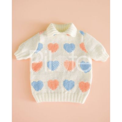 Dievčenská pletená polokošeľa s krátkym rukávom a žakárovým vzorom z priadze Pingo First.