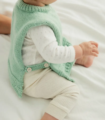 Pohodlná vestička pre najmenších z jemnej detskej vlny Phil PARTNER 3,5 farba Opaline.