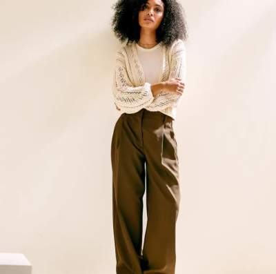 Letný kardigán s ažúrovým vzorom z priadze Phil RUSTIQUE, farba Ivoire - maslová.