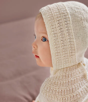 Detská pletená výbavička v retro štýle - čiapočka so šnúrkami, body a papučky z detskej vlny Phil SUPER BABY..