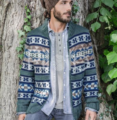 Pánska bunda so žakárovým vzorom, časopis Phildar 677