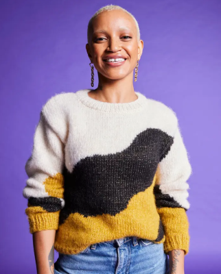 Dámsky pulóver BROADWAY zlato čierny - návod na pletenie