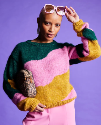 Dámsky pulóver BROADWAY zeleno ružový