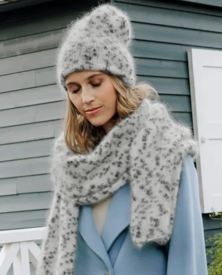 Čiapka a šál zo samovzorovacej priadze Phil LEO, farba Dalmatien