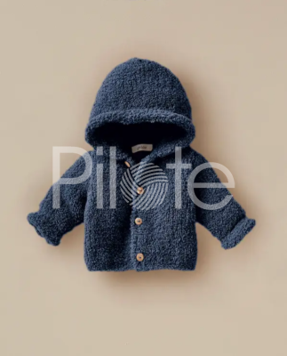 Mäkučký detský kabátik s kapucňou z kožušinkovej priadze Phil DOUCE, farba Jean Stoned.