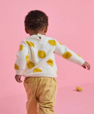 Detský pulóver so žakárovým vzorom z priadze Pingo FIRST - návod na pletenie