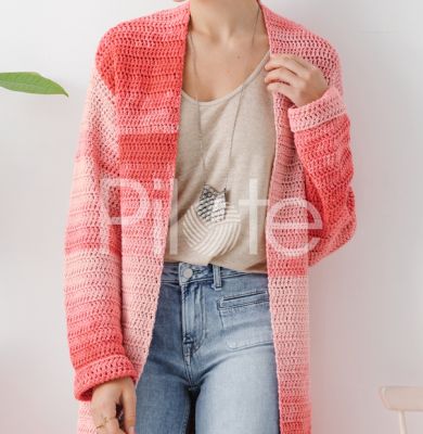 Dlhý háčkovaný sveter, časopis Phildar 685