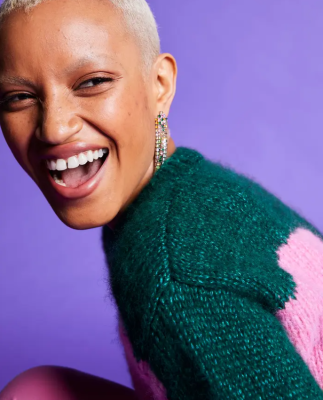 Dámsky pulóver BROADWAY zeleno ružový - návod na pletenie