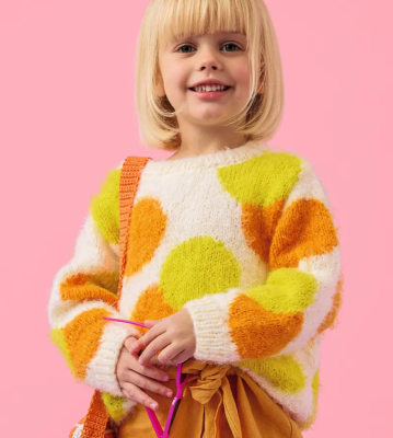 Veselý dievčenský pulóver z mäkkej priadze Pingo CALIN.