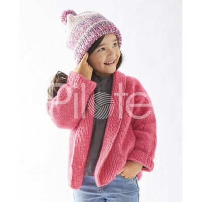 Sveter so šálovým límcom vo farbe Framboise upletený z vlny Phil Nuage.