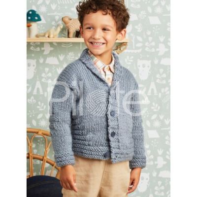 Chlapčenský sveter so šálovým límcom + Pri kúpe vlny na tento model vám pribalíme gombíky zadarmo.