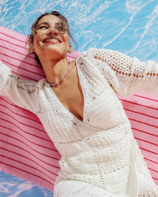 Háčkované zavinovacie šaty z čistej bavlny Pingo COCO.