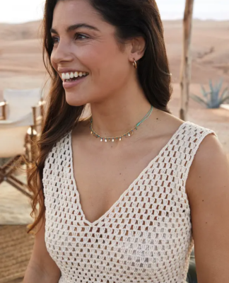 Háčkovaný letný top z jemnej bavlny Pingo COCO, farba Ecru.