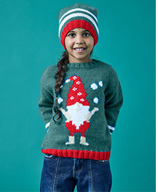 Detský vianočný pulóver s čiapkou z priadze Pingo FIRST.