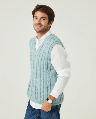 Pánska vesta s osmičkovým vzorom z jemnej priadze Phil CARESSE.