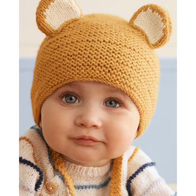 Páskovaný svetrík s raglánovými rukávmi a čiapka s uškami z jemnej priadze Phil PARTNER 3,5