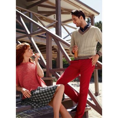 Pánsky športový pulóver s farebnými lemami a osmičkovým vzorom z priadze Phil CABOTINE 3.