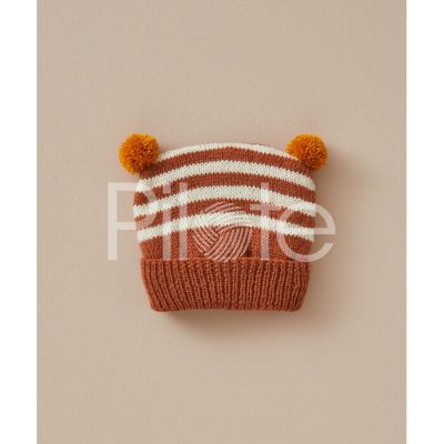 Detská páskovaná čiapočka s bambuľkami z jemnej jahňacej vlny Phil LAMBSWOOL.