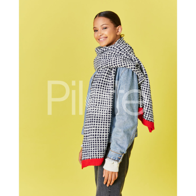 Dámsky šál a čiapka so žakárovým vzorom upletená z priadze Pingo FIRST.