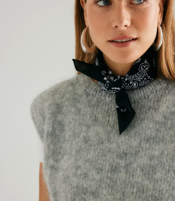 Dámska vesta z mohérovej priadze Phil CHIC, farba Gris Chine.