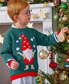 Vianočný pulóver so škriatkom a čiapka - návod na pletenie