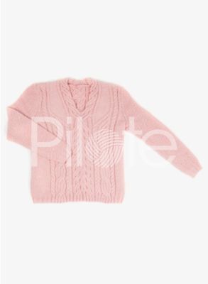 Pulóver s v-výstrihom lemovaným osmičkovým vzorom z vlny SPORT+