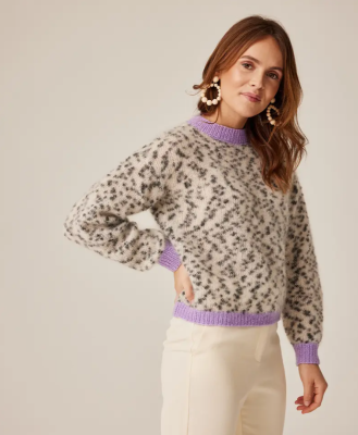 Dámsky pulóver so samovzorvacej priadze s mohérom Phil Leo, farba Dalmatien.
