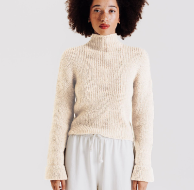 Dámsky mohérový pulóver z priadze Pingo MODOUX, farba Ecru - maslová.