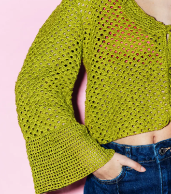 Háčkovaný kardigán v štýle "boho".