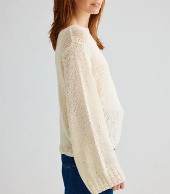 Letný pulóver so širokými rukávmi z prírodnej priadze Phil KOALA, farba Ecru - béžová.