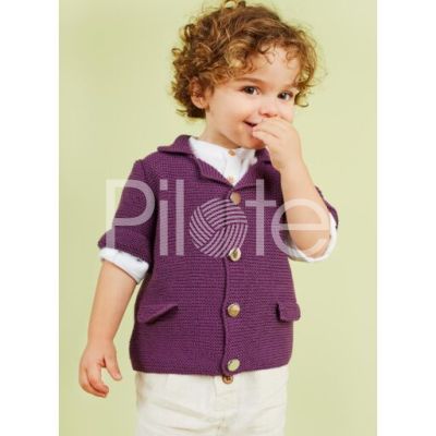 Sako s krátkym rukávom upletené z priadze Coton Fifty. Vaši malí chlapci budú hrdí na to, že vyzerajú ako dospelí.