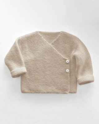 Zavinovací kabátik z časopisu Phildar 223, farba Naturel.