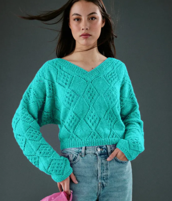 Dámsky pulóver Swipe s v-éčkom a ažúrovým vzorom.