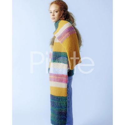 Páskovaný maxi šál z priadzí Pingo TIURBILLON a Pingo FIRST.